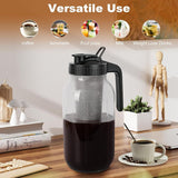 Cold Brew Coffee Maker, 64 oz Mason Jar Pitcher with Stainless Steel Filter, Pour Spout Handle Lid, Airtight & Leak-Proof for Iced Coffee,Tea & Lemonade