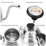 Gooseneck Kettle with Thermometer - 1.2L Pour Over Coffee & Tea Kettle,Stainless Steel Gooseneck Kettle Pot, Precision Pour Drip Spout, Suitable for All-Stoves-Black In Australia - Darrahopens
