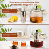 1500ml Glass Teapot with Removable Infuser, Stovetop Safe Large Tea Pot, Blooming and Loose Leaf Hand Crafted Kettle for Women and Adult with Stainless Infuser In Australia - Darrahopens