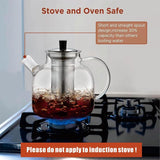 1500ml Glass Teapot with Removable Infuser, Stovetop Safe Large Tea Pot, Blooming and Loose Leaf Hand Crafted Kettle for Women and Adult with Stainless Infuser