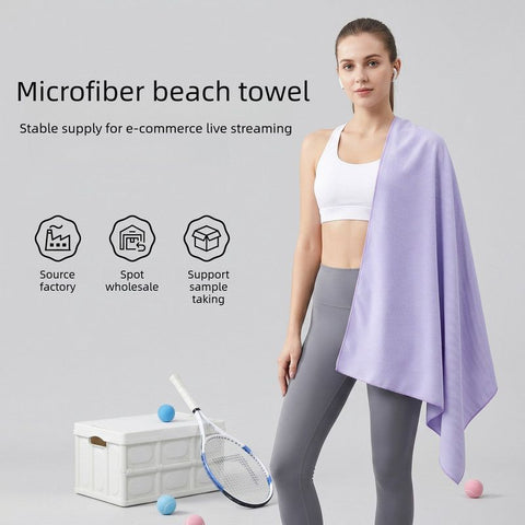 Dual-Sided Quick-Dry Sports Bath Towel – Absorbent, Perfect for Gym, Swimming & Beach-Purple-50*120cm In Australia - Darrahopens