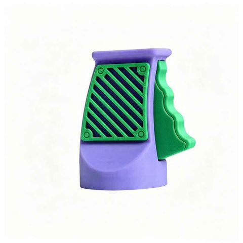 3D printed desktop ornament of a one-handed can opener, for beverages.Purple