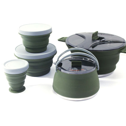 Outdoor Camping Foldable Pot, Silicone Hiking Cook Pot, Portable Picnic Cookware Set, Stainless Steel Camping Cookware In Australia - Darrahopens