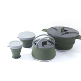 Outdoor Camping Foldable Pot, Silicone Hiking Cook Pot, Portable Picnic Cookware Set, Stainless Steel Camping Cookware In Australia - Darrahopens