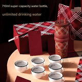 Large Capacity Insulated Cup – Birthday Gift, Ceramic Liner Straw Tumbler – Red