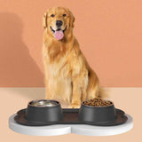 Anti Tip Stainless Steel Dog Bowl 2 in 1 Food Water Bowl