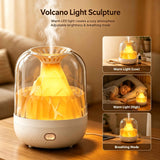 【900ML 3-in-1 Humidifier】 & Essential Oil Diffuser with Night Light, USB Powered Quiet Cool Mist Humidifier for Bedroom Office Home, Volcano Flame Effect Aromatherapy Humidifier, 36dB Low Noise, Large Capacity