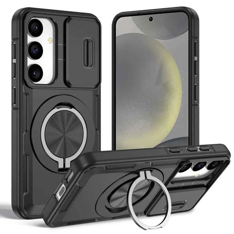 2-in-1 Magnetic Sliding Lens Case, Black for Samsung S24