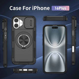 Red Warrior 2-in-1 Magnetic Sliding Lens Case black for iPhone 16 Plus
