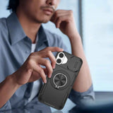 Red Warrior 2-in-1 Magnetic Sliding Lens Case black for iPhone 16 Plus