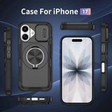 Red Warrior 2-in-1 Magnetic Sliding Lens Case black for iPhone 17