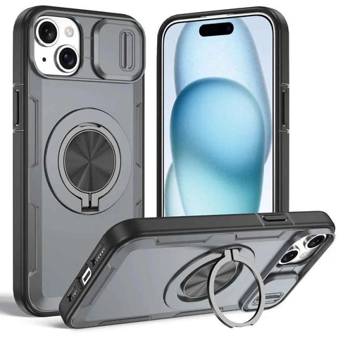 Red Warrior 2-in-1 Magnetic Sliding Lens Case grey for iPhone 15 Plus