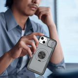 Red Warrior 2-in-1 Magnetic Sliding Lens Case grey for iPhone 15 Plus