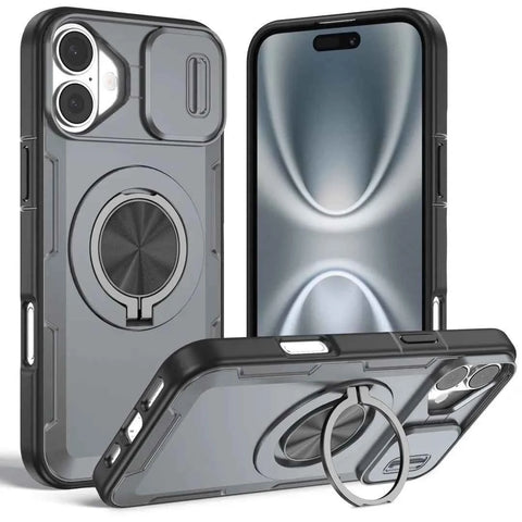 Red Warrior 2-in-1 Magnetic Sliding Lens Case grey for iPhone 17