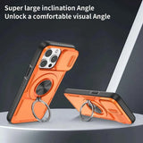 Red Warrior 2-in-1 Magnetic Sliding Lens Case orange for iPhone 15 Pro