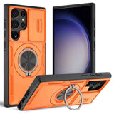 2-in-1 Magnetic Sliding Lens Case, Orange for Samsung S23Ultra