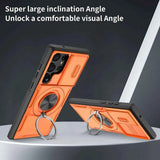 2-in-1 Magnetic Sliding Lens Case, Orange for Samsung S23Ultra