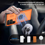 2-in-1 Magnetic Sliding Lens Case, Orange for Samsung S23Ultra