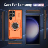 2-in-1 Magnetic Sliding Lens Case, Orange for Samsung S23Ultra