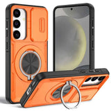 2-in-1 Magnetic Sliding Lens Case, Orange for Samsung S25