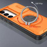2-in-1 Magnetic Sliding Lens Case, Orange for Samsung S25