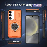 2-in-1 Magnetic Sliding Lens Case, Orange for Samsung S25