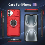 Red Warrior 2-in-1 Magnetic Sliding Lens Case Red for iPhone 16