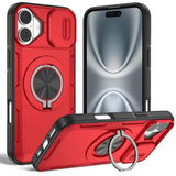 Red Warrior 2-in-1 Magnetic Sliding Lens Case Red for iPhone 16 Plus
