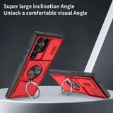2-in-1 Magnetic Sliding Lens Case, Red for Samsung S23Ultra
