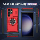 2-in-1 Magnetic Sliding Lens Case, Red for Samsung S23Ultra