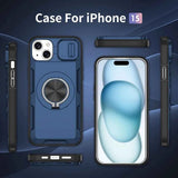 Red Warrior 2-in-1 Magnetic Sliding Lens Case blue for iPhone 15