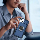 Red Warrior 2-in-1 Magnetic Sliding Lens Case blue for iPhone 15