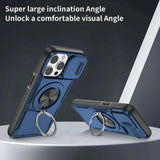Red Warrior 2-in-1 Magnetic Sliding Lens Case blue for iPhone 15 Pro