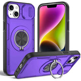 Red Warrior 2-in-1 Magnetic Sliding Lens Case Purple for iPhone 14