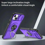 Red Warrior 2-in-1 Magnetic Sliding Lens Case Purple for iPhone 14 Plus