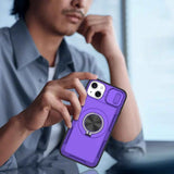 Red Warrior 2-in-1 Magnetic Sliding Lens Case Purple for iPhone 14 Plus