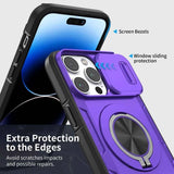 Red Warrior 2-in-1 Magnetic Sliding Lens Case Purple for iPhone 15Pro Max