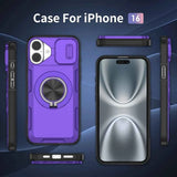 Red Warrior 2-in-1 Magnetic Sliding Lens Case Purple for iPhone 16