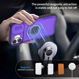 Red Warrior 2-in-1 Magnetic Sliding Lens Case Purple for iPhone 16 Plus