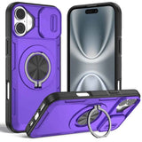 Red Warrior 2-in-1 Magnetic Sliding Lens Case Purple for iPhone 17