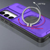 2-in-1 Magnetic Sliding Lens Case, Purple for Samsung S25