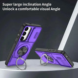 2-in-1 Magnetic Sliding Lens Case, Purple for Samsung S25
