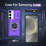 2-in-1 Magnetic Sliding Lens Case, Purple for Samsung S25