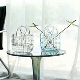 Glass Vase Transparent Hand Basket Living Room Flower Arrangement Creative Bag Fish Tank