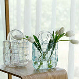 Glass Vase Transparent Hand Basket Living Room Flower Arrangement Creative Bag Fish Tank