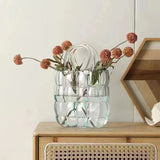 Glass Vase Transparent Hand Basket Living Room Flower Arrangement Creative Bag Fish Tank