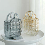 Glass Vase Transparent Hand Basket Living Room Flower Arrangement Creative Bag Fish Tank