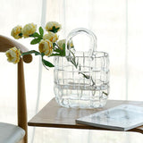 Glass Vase Transparent Hand Basket Living Room Flower Arrangement Creative Bag Fish Tank