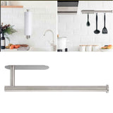 Paper Towel Holder 304 Stainless Steel Space Saving Decorative Practical Waterproof Hanging Paper Towels Rolls Holder for Home Quadrate Bottom Long Silvery