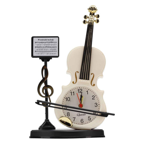 Violin Alarm Clock Unique Appearance Innovative Alarm Clock for Home Living Room Desktop Decoration Gifts 2165B(height 21CM)